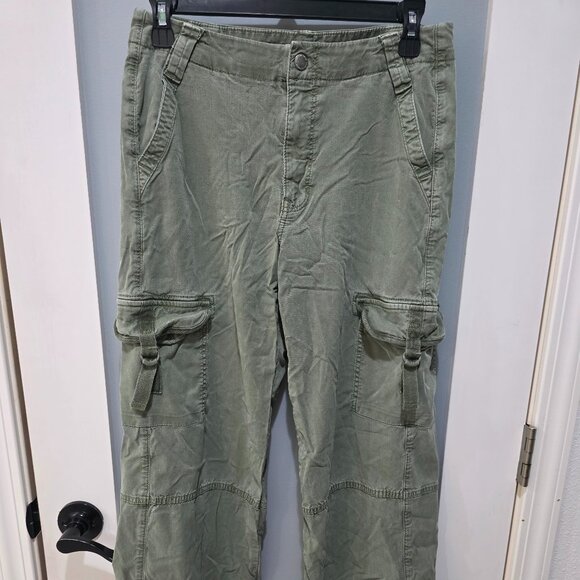 American Eagle High Rise Wide Leg Cargo Pants Women’s 0 Green - Picture 1 of 9